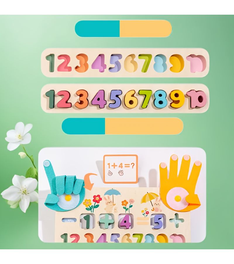 Educational Wooden Arithmetic Three-in-One Magnetic Bead Counting Toy - Image 2