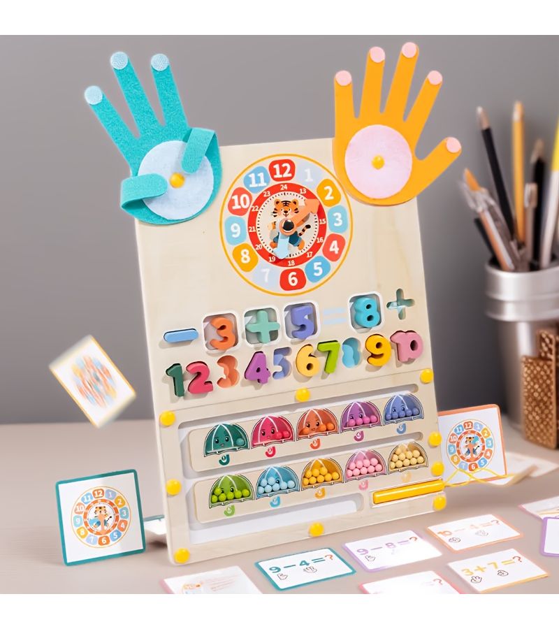 Educational Wooden Arithmetic Three-in-One Magnetic Bead Counting Toy - Image 3