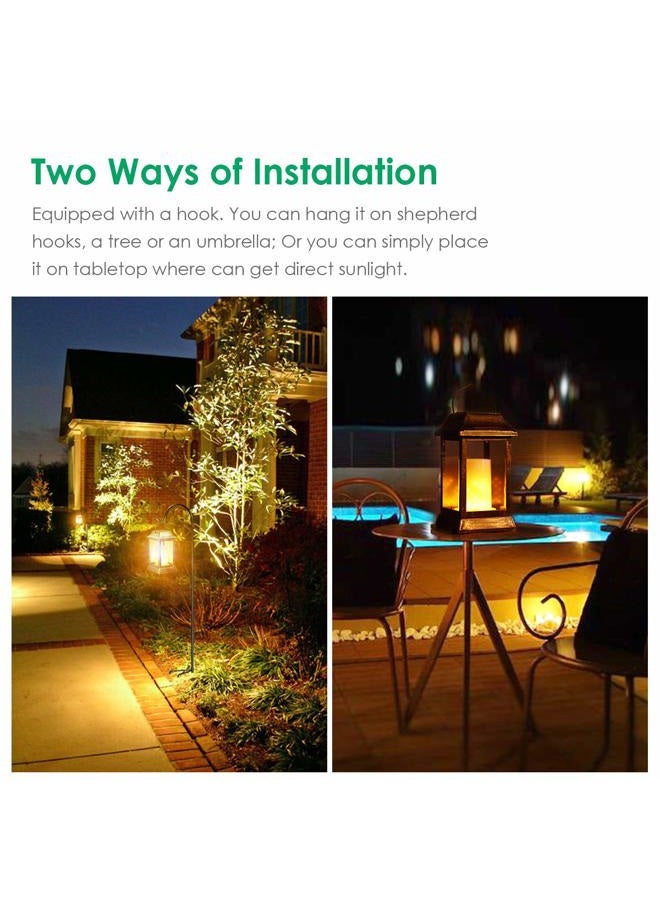 TomCare Solar Lights Metal Flickering Flame Solar Lantern Outdoor Hanging Lanterns Lighting Heavy Duty Solar Powered Waterproof LED Flame Lights for Patio Garden Christmas Decorations, 2 Pack (Bronze) - Image 5