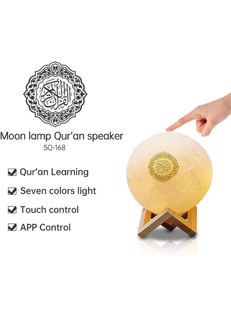 Equantu SQ168 Moon Lamp Quran Speaker, Kids Night Light Galaxy Lamp 7 Colors LED 3D Star Moon Light with Stand, Remote & Touch & APP Control, USB Rechargeable Quran Recitation Eid Mubarak hajj Gifts - Image 3