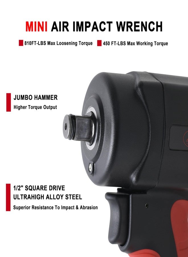 AEROPRO TOOLS 1/2-Inch composite Mini Air Impact Wrench(AP9515),compact design with 810FT-LBS strong torque - Image 2