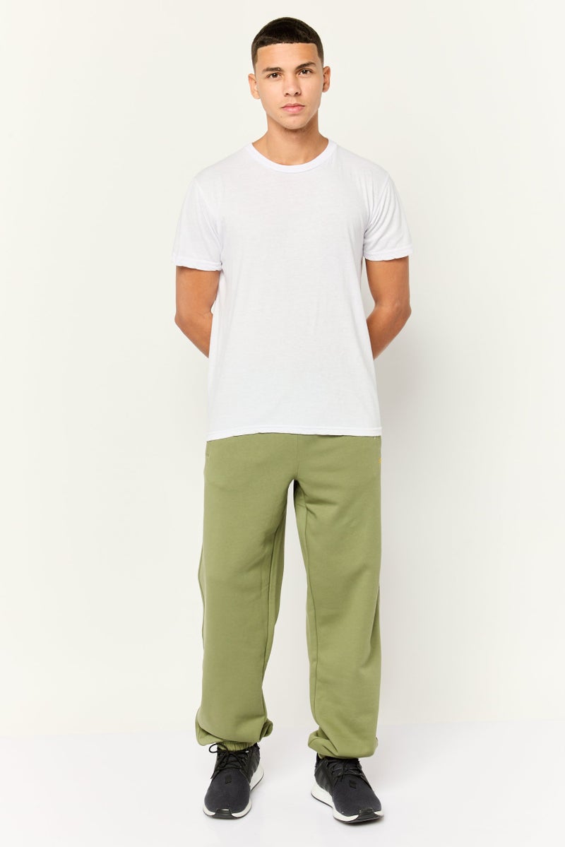 ESPRIT Men Regular Fit Brand Logo Sweatpants, Olive - Image 4
