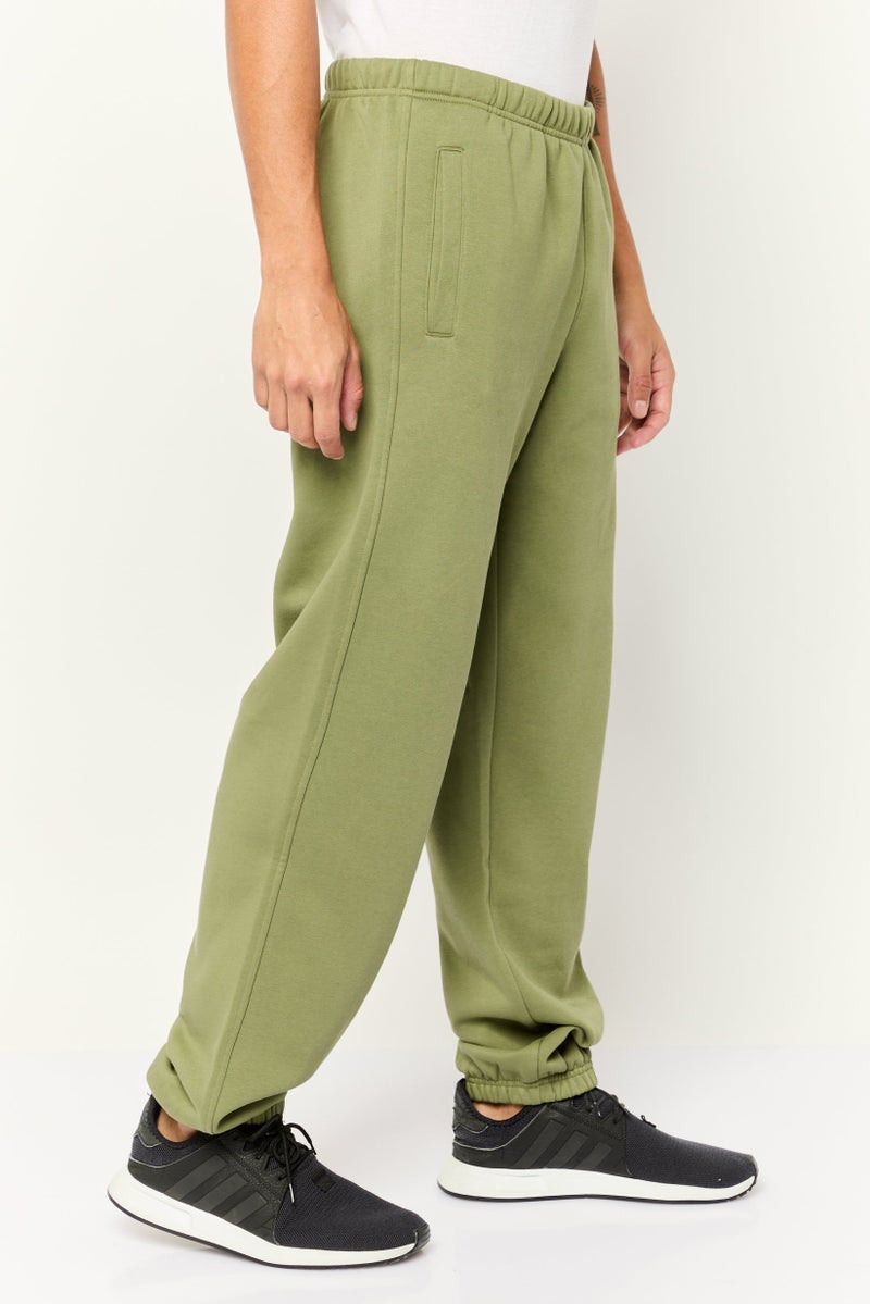 ESPRIT Men Regular Fit Brand Logo Sweatpants, Olive - Image 3