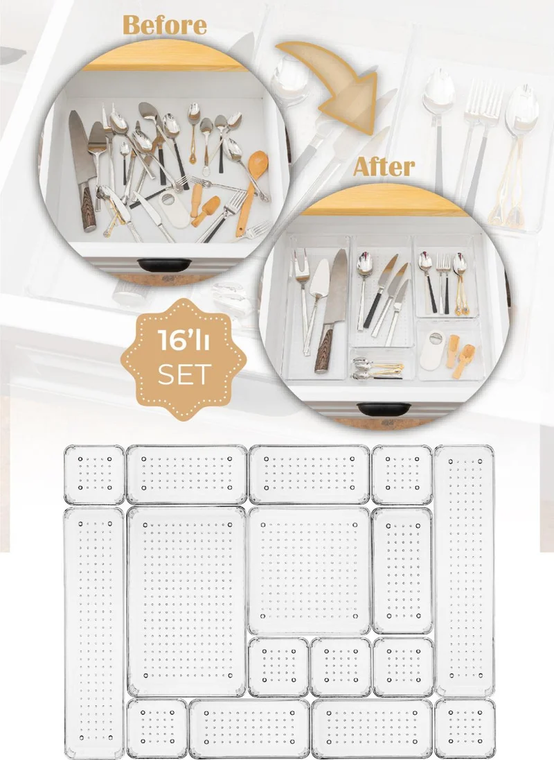 Vienev 16LI Transparent Organizer Organizer 7x(N.square) 5x(N.dkdrtgn) 2x(O.dkdrtgn) 1x(W.square,o.dkdrtgn)