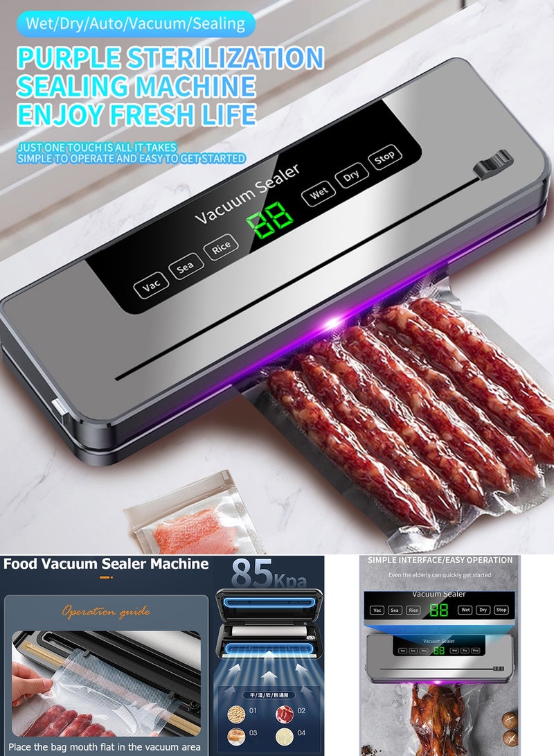 TokFaa Vacuum Sealer Machine Fast-Compact Food Sealer for Food Preservation Dry & Moist Sealing Modes Built-in Cutter Easy Cleaning and Storage - Image 3