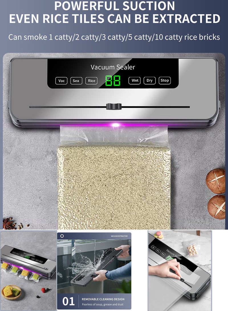 TokFaa Vacuum Sealer Machine Fast-Compact Food Sealer for Food Preservation Dry & Moist Sealing Modes Built-in Cutter Easy Cleaning and Storage - Image 5