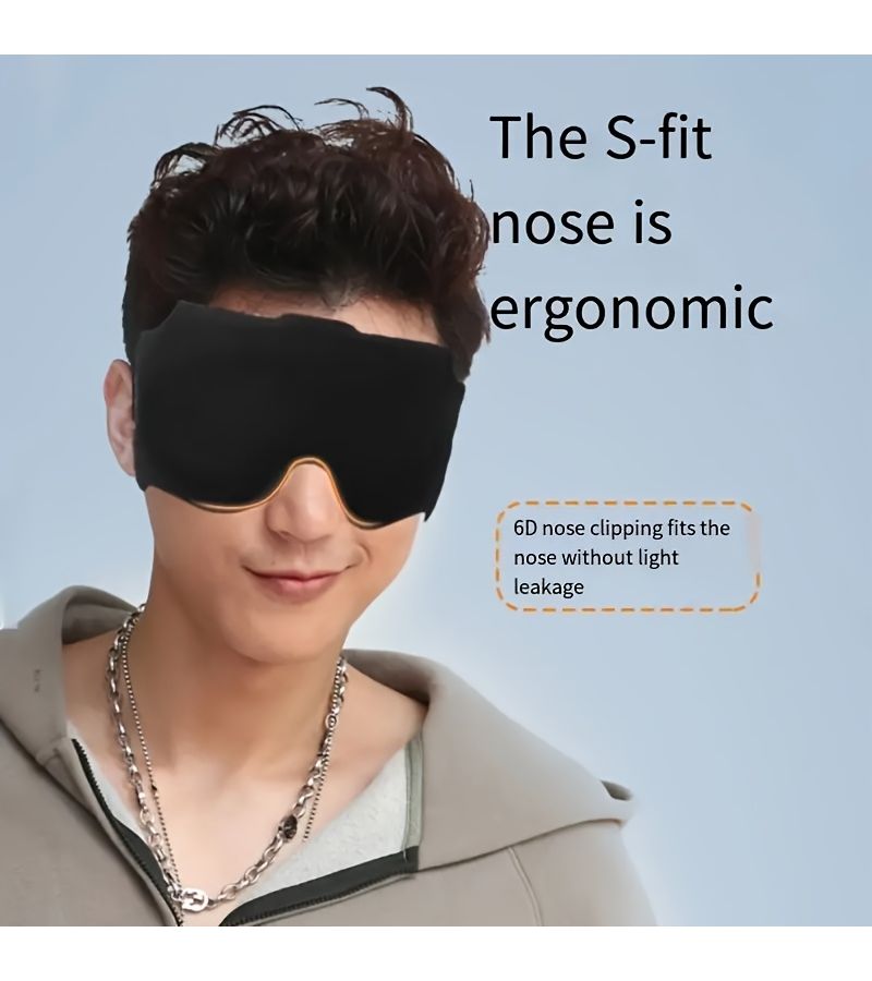 Black 3D Contour Sleep Mask Adjustable Light Blocking for Travel Relaxation - Image 4