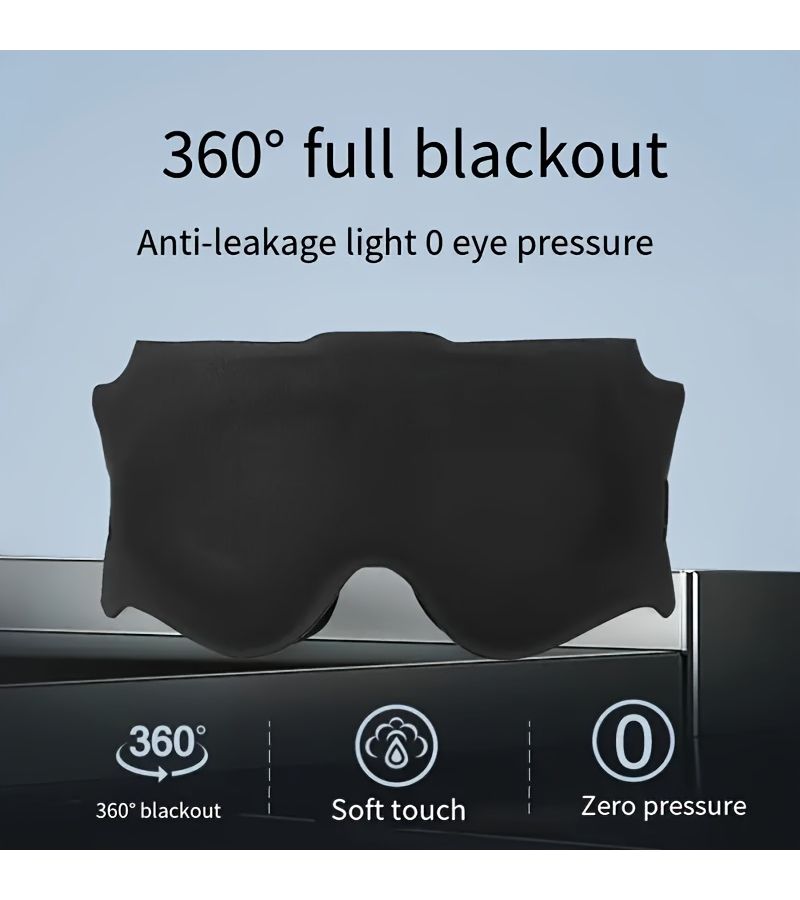 Black 3D Contour Sleep Mask Adjustable Light Blocking for Travel Relaxation - Image 2