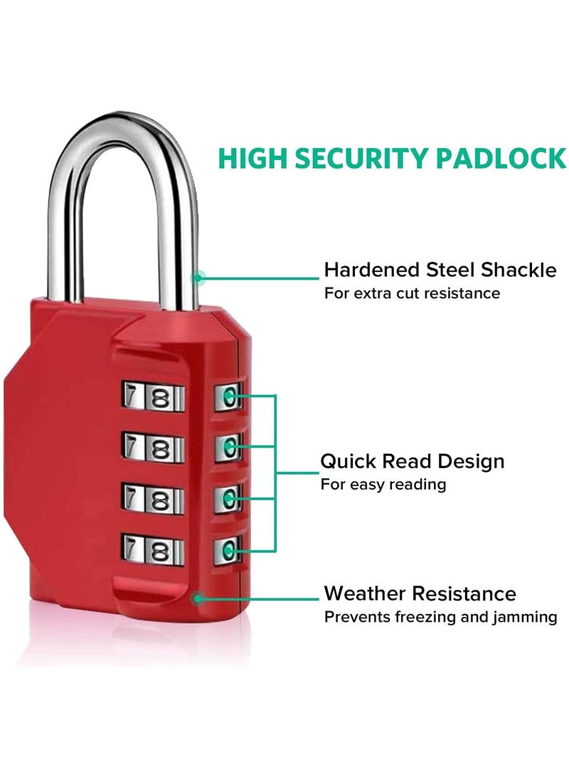 NNEWVANTE Combination Padlock Locker Lock, Waterproof Heavy Duty Combination Padlock, Outdoor For School Gym Lockers, Luggage, Gates, Suitcases, Bicycles, Tool Boxes - 2 Piece Set(Red) - Image 3
