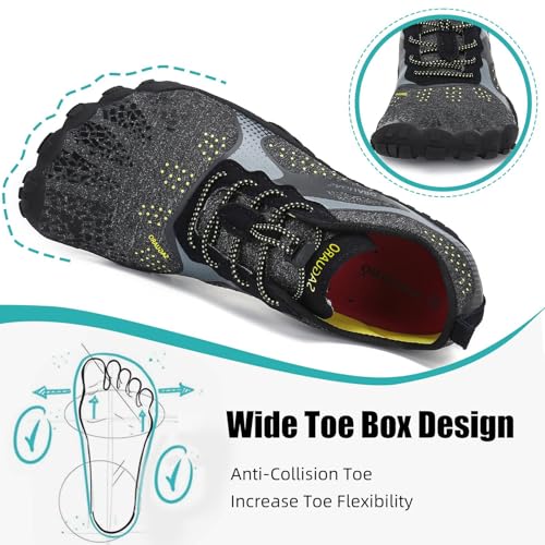 SAGUARO Barefoot Shoes Men Wide Toe Box Minimalist Trail Runner Sneakers Mens Fitness Gym Shoe Fast Size US 115 Women95 Men Black - Image 3