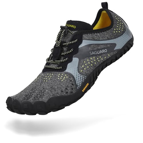 SAGUARO Barefoot Shoes Men Wide Toe Box Minimalist Trail Runner Sneakers Mens Fitness Gym Shoe Fast Size US 115 Women95 Men Black - Image 1