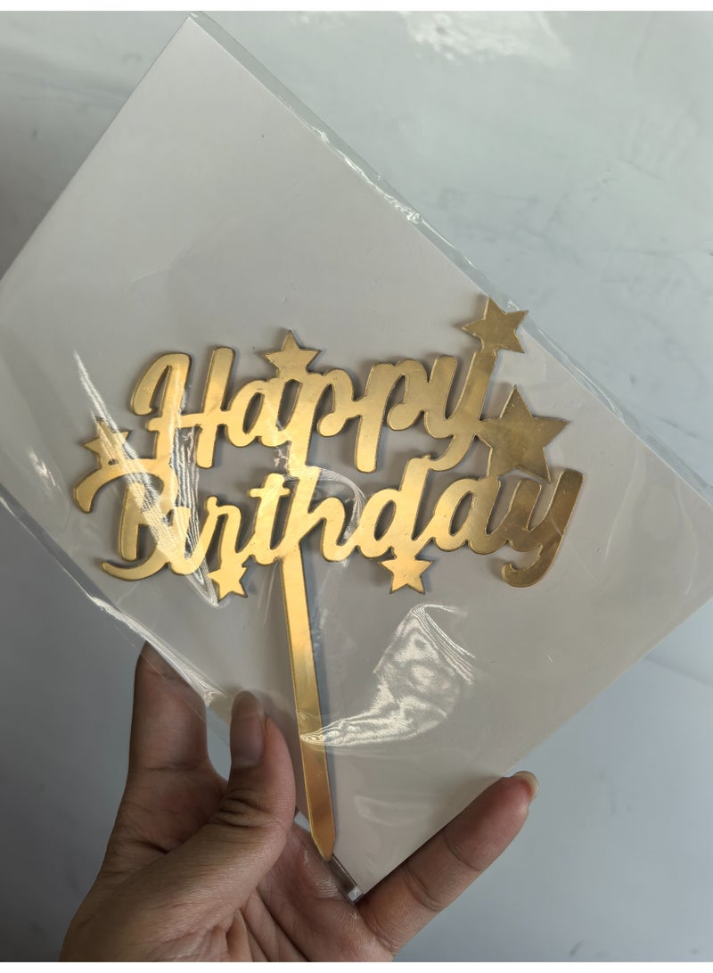 Happy Birthday Cake Topper Gold Acrylic Dessert Cake Decor Birthday Topper Holiday and Party Supplies for Birthday Party - Image 4