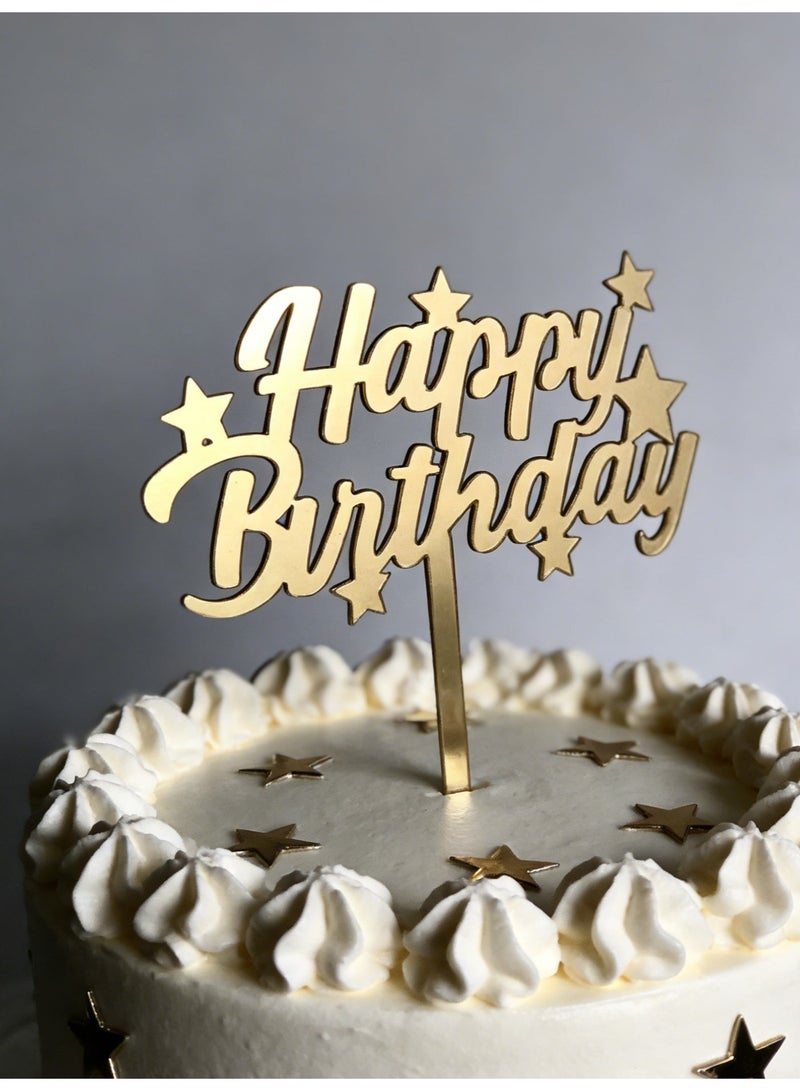 كعكة عيد ميلاد سعيدة توبر ذهبي أكريليك تزيين كعكة الحلوى توبر عيد ميلاد مستلزمات الأعياد والحفلات لحفلات عيد الميلاد - Image 3