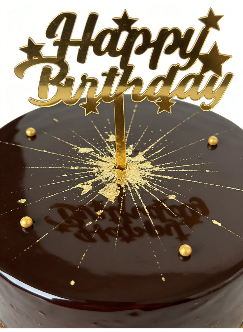 كعكة عيد ميلاد سعيدة توبر ذهبي أكريليك تزيين كعكة الحلوى توبر عيد ميلاد مستلزمات الأعياد والحفلات لحفلات عيد الميلاد - Image 5
