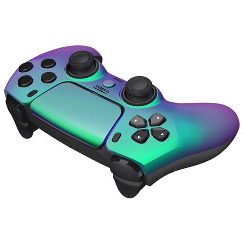 Custom Controllerzz Wireless Controller Compatible with PS5 - Multiple Designs Available (PS5 Green & Purple Chameleon) - Image 4