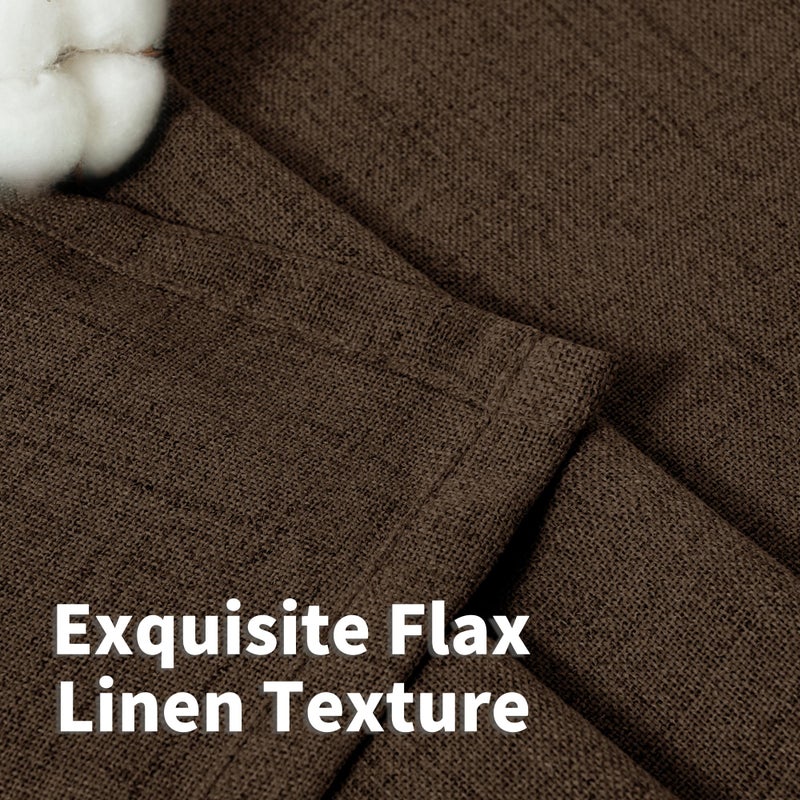 YoungsTex Dark Brown Linen Curtains 84 Inch Length 2 Panels for Living Room, Light Filtering Drapes Semi Sheer Chocolate Window Treatments with Bronze Grommet for Bedroom, 52 x 84 Inch - Image 4