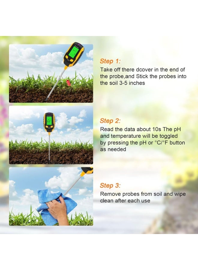 4-in-1 Soil Meter, Soil Tester, Digital Plant Soil Moisture Meter with Temperature/Moisture/Light for Gardening, Farming, Lawn, indoor and outdoor plants - Image 4