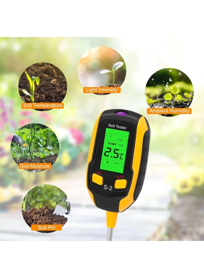 4-in-1 Soil Meter, Soil Tester, Digital Plant Soil Moisture Meter with Temperature/Moisture/Light for Gardening, Farming, Lawn, indoor and outdoor plants - Image 3