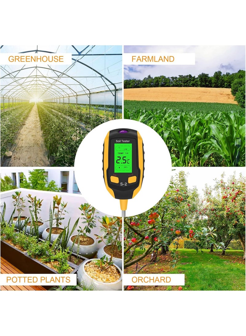 4-in-1 Soil Meter, Soil Tester, Digital Plant Soil Moisture Meter with Temperature/Moisture/Light for Gardening, Farming, Lawn, indoor and outdoor plants - Image 2