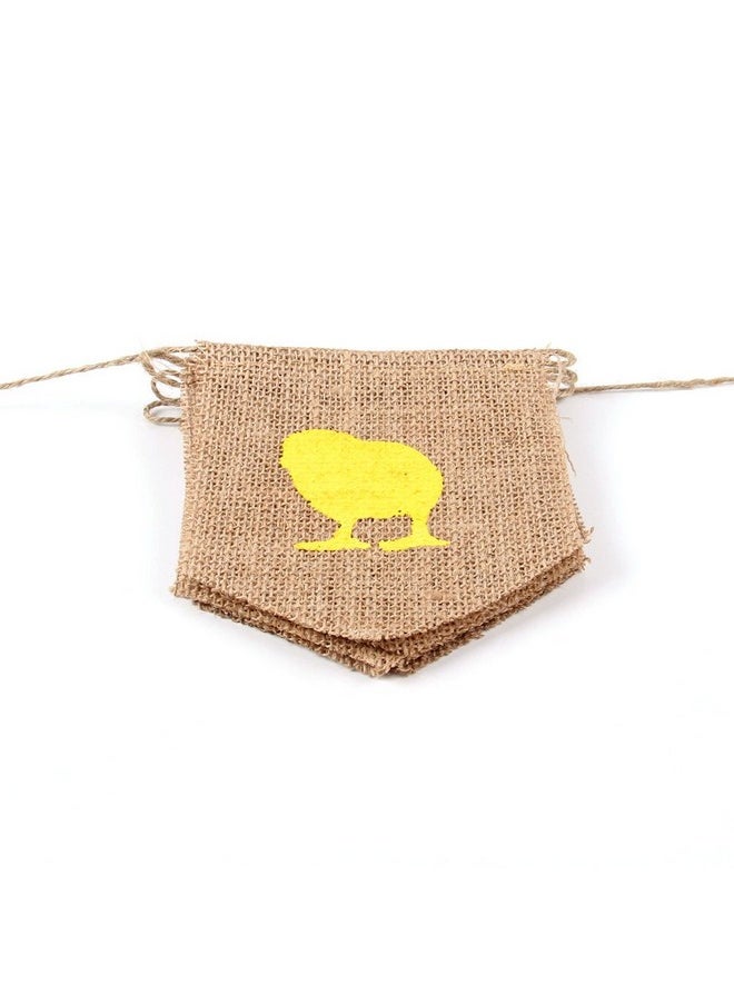 GOER GOER Natural Burlap Banner for Easter Decorations,Bunny Carrot and Chick Pattern Bunting Banner  - Image 4