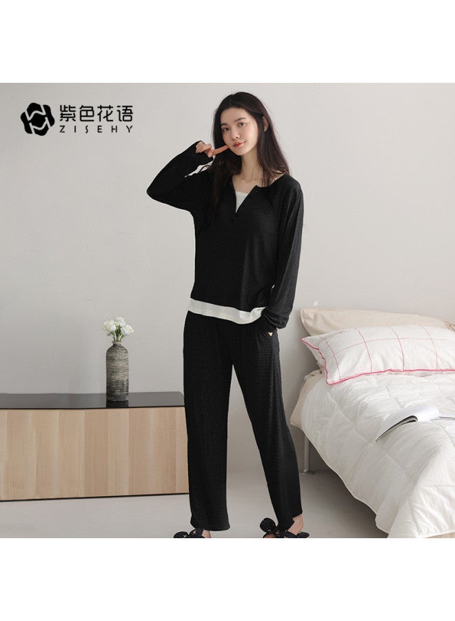 Zisehy New Style Spring And Autumn Pajamas For Women, Casual Loungewear Set That Can Be Worn Outside - Image 5