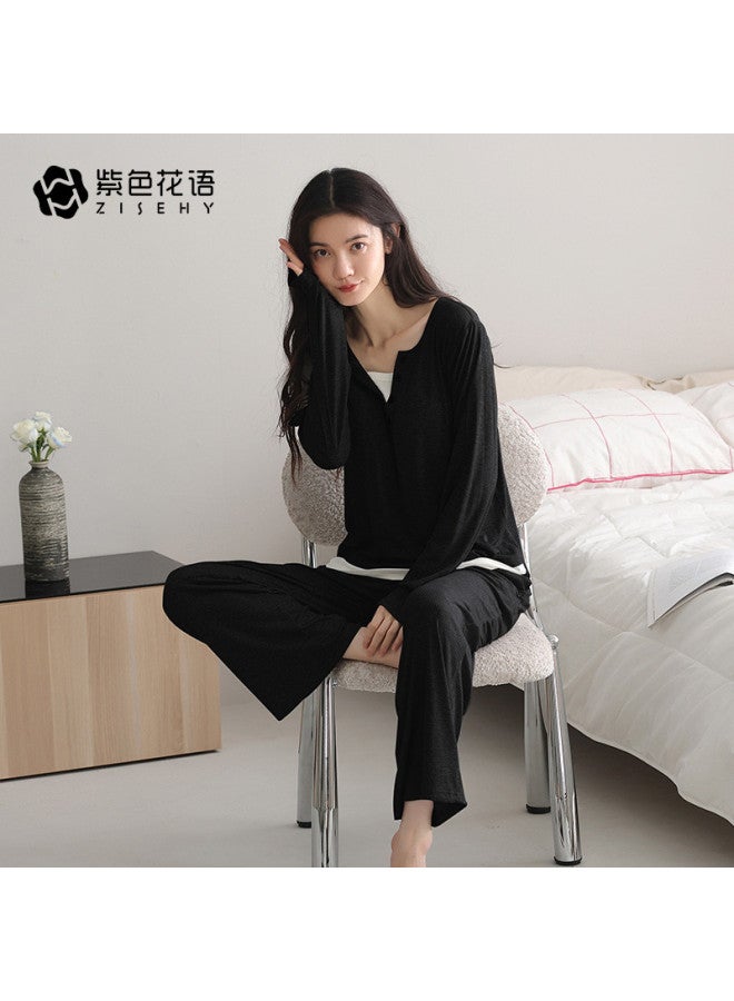 Zisehy New Style Spring And Autumn Pajamas For Women, Casual Loungewear Set That Can Be Worn Outside - Image 3