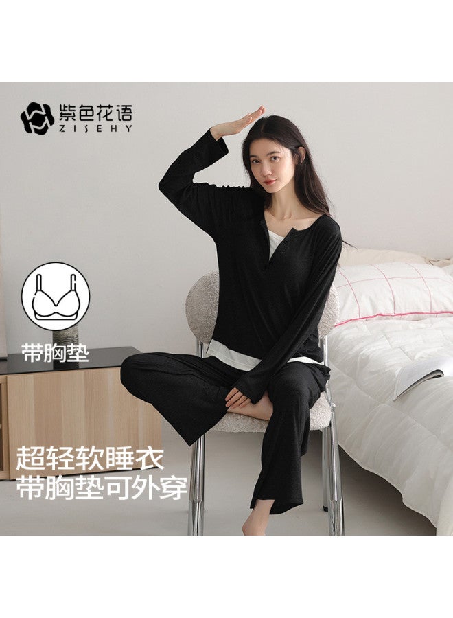 Zisehy New Style Spring And Autumn Pajamas For Women, Casual Loungewear Set That Can Be Worn Outside - Image 2