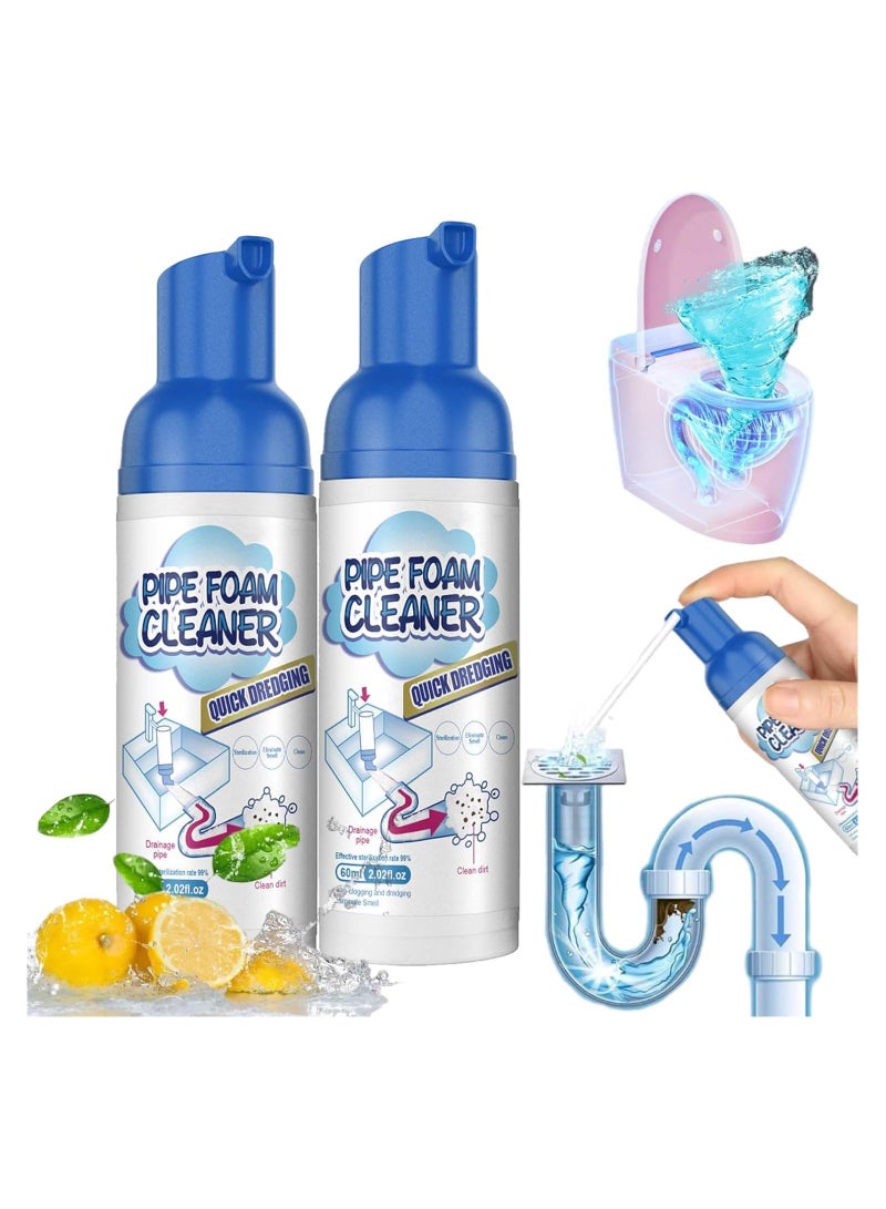 2 pack Powerful Foam Drain Cleaner - Sink & Toilet Clog Remover, Fast Acting Foam Cleaner for Bathroom, Sinks, Tubs & Drains, 2 Pack - Fragrance Deodorizer & Clog Remover  - Image 1
