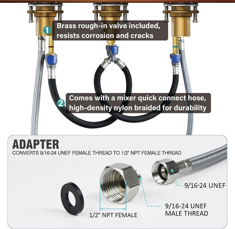 Ahenbal Replacement Delta Roman Tub Rough-In Valve R2707 for 2-Handle Roman Tub Bath Faucets - Image 4