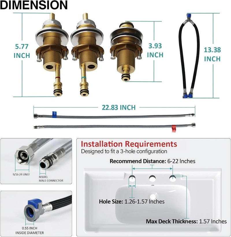 Ahenbal Replacement Delta Roman Tub Rough-In Valve R2707 for 2-Handle Roman Tub Bath Faucets - Image 5