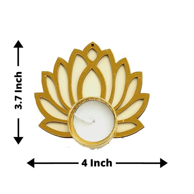 GIFT JAIPUR Gift Jaipur Wooden Multicolor Mix Lotus Diya Rangoli Set of 7 Candles with Wax Reusable Deepak for Home Temple Decorations on Diwali Dusshera Wedding Pooja New Year - Image 3
