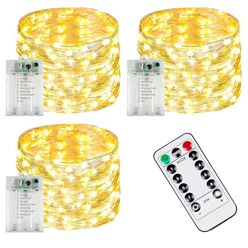 YIQU 3Pack 78FT 240 LED Fairy Lights Battery Operated with Timer Remote Waterproof Twinkle Lights Indoor Outdoor 8 Modes for Bedroom Centerpiece Wedding DIY Party Christmas Classroom Dorm Decoration - Image 1