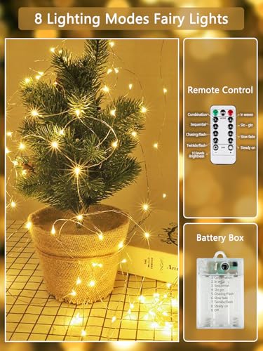 YIQU 3Pack 78FT 240 LED Fairy Lights Battery Operated with Timer Remote Waterproof Twinkle Lights Indoor Outdoor 8 Modes for Bedroom Centerpiece Wedding DIY Party Christmas Classroom Dorm Decoration - Image 3