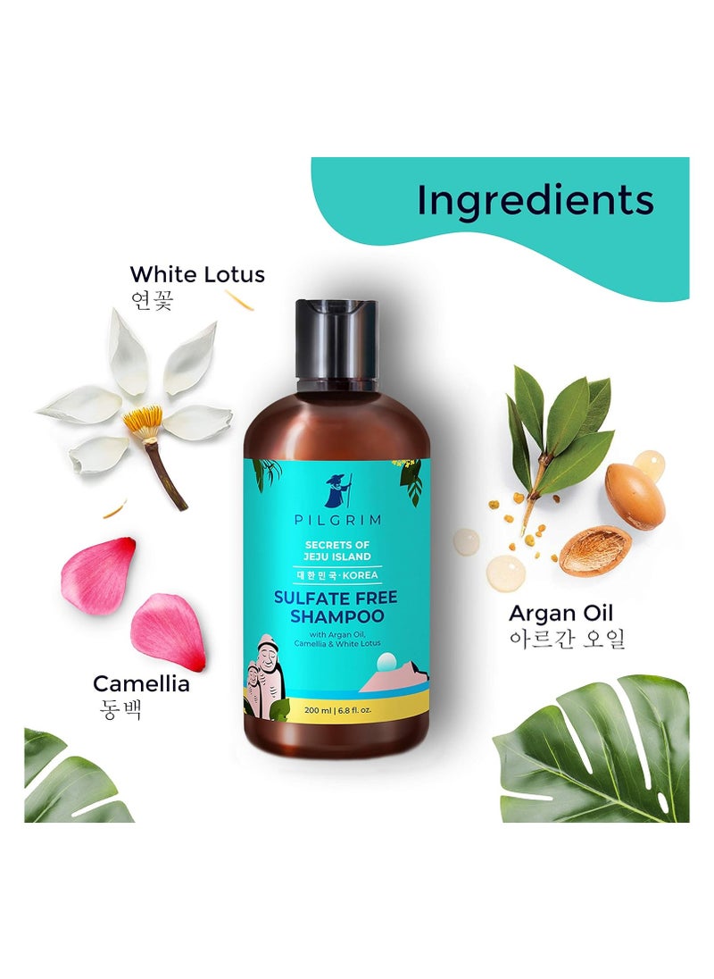 PILGRIM PILGRIM Korean Anti-Frizz Hair Care Set with Sulphate Free Shampoo 200ml & Argan Oil Hair Conditioner 200ml with FREE Jute Kit Bag| Silky Smooth Hair For Women and Men  - Image 2