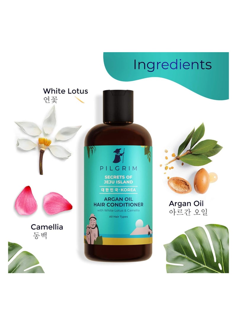 PILGRIM PILGRIM Korean Anti-Frizz Hair Care Set with Sulphate Free Shampoo 200ml & Argan Oil Hair Conditioner 200ml with FREE Jute Kit Bag| Silky Smooth Hair For Women and Men  - Image 4