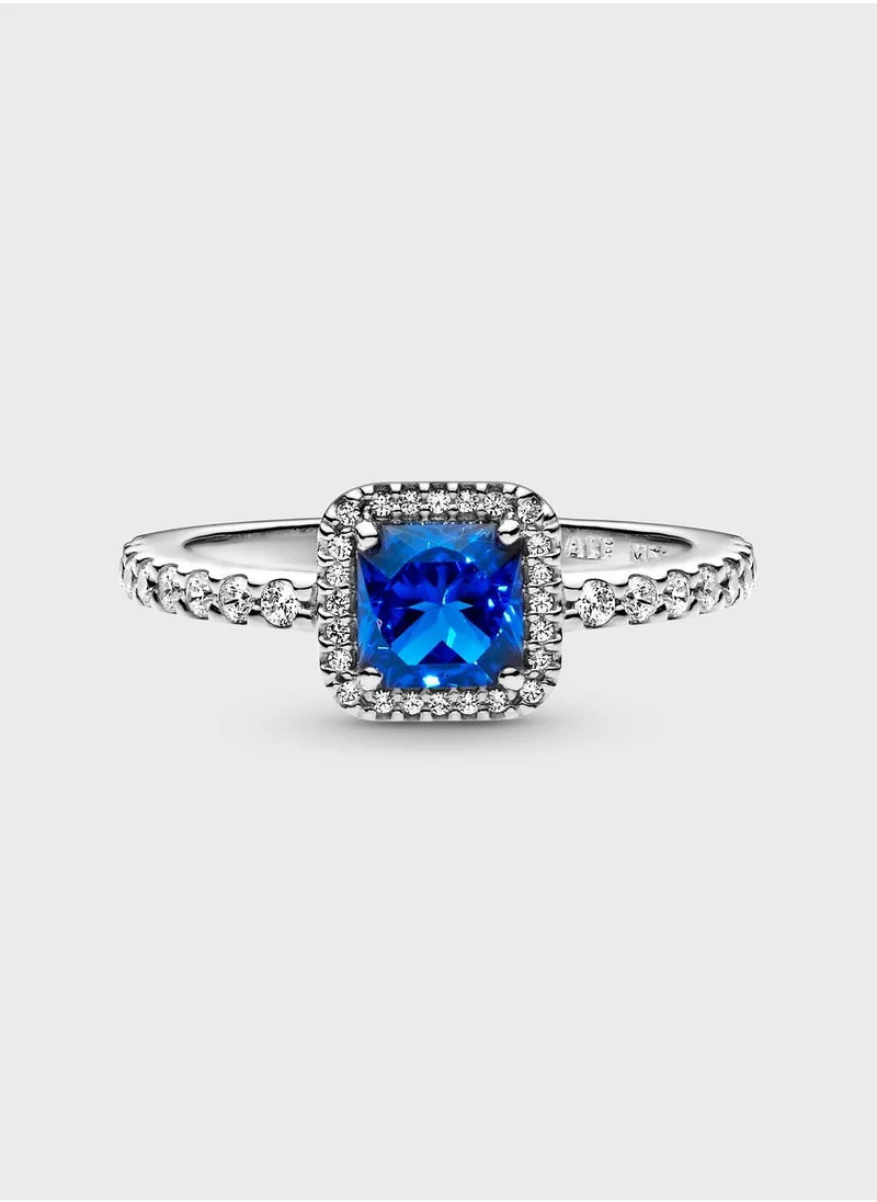 PANDORA Blue Square Sparkle Halo Ring