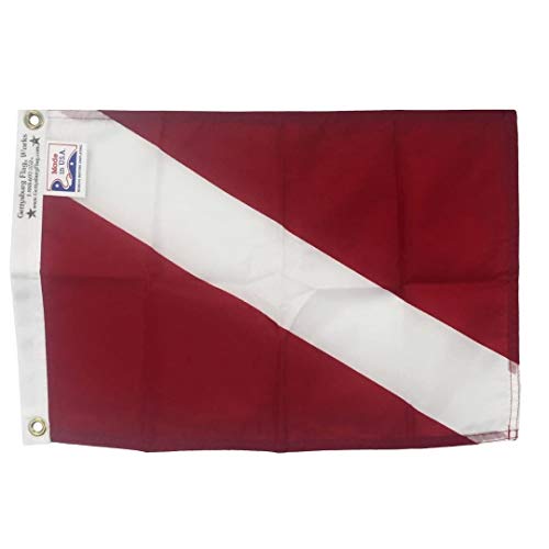Gettysburg Flag Works 12X18" Skin Diver Boat Flag - Durable All-Weather Outdoor Nylon, Diver Down Made in USA - Image 1