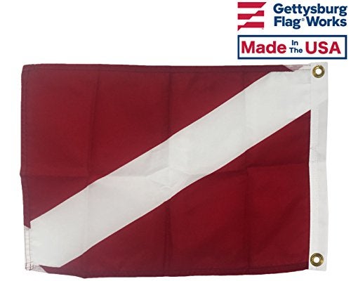 Gettysburg Flag Works 12X18" Skin Diver Boat Flag - Durable All-Weather Outdoor Nylon, Diver Down Made in USA - Image 2