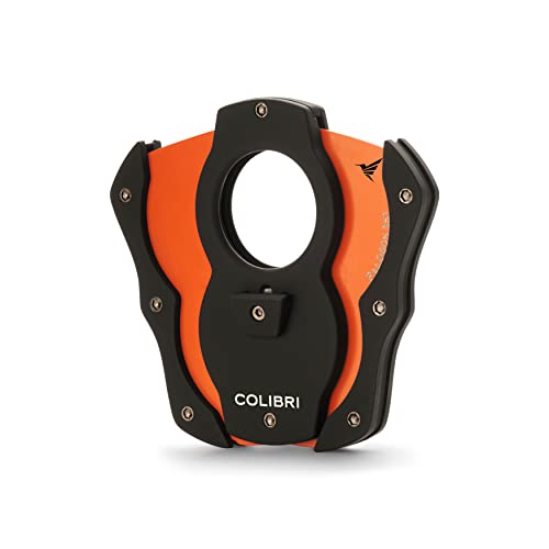 Colibri Premium Cut Cigar Cutter - Ergonomic Stainless Steel, Double Guillotine Style Spring-Loaded Straight Cut Blade, Ideal for up to 62+ Ring Gauge - Gift for Cigar Enthusiasts (Black & Orange) - Image 2