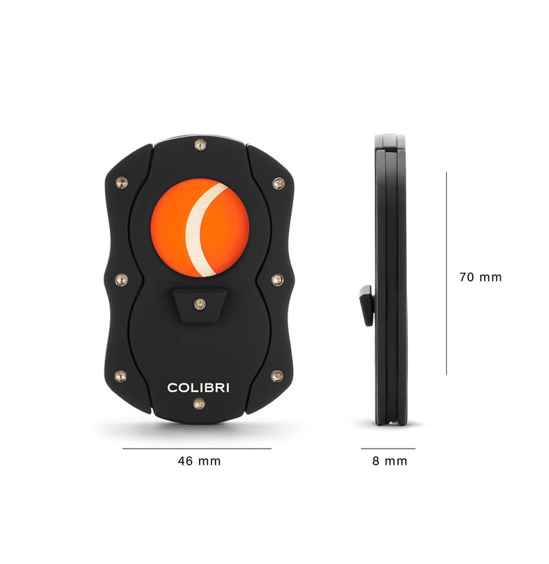 Colibri Premium Cut Cigar Cutter - Ergonomic Stainless Steel, Double Guillotine Style Spring-Loaded Straight Cut Blade, Ideal for up to 62+ Ring Gauge - Gift for Cigar Enthusiasts (Black & Orange) - Image 3