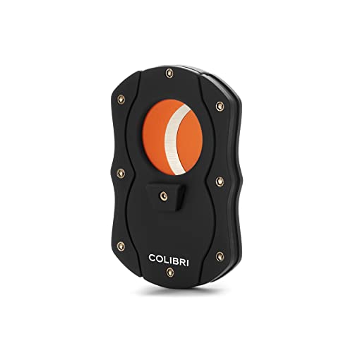 Colibri Premium Cut Cigar Cutter - Ergonomic Stainless Steel, Double Guillotine Style Spring-Loaded Straight Cut Blade, Ideal for up to 62+ Ring Gauge - Gift for Cigar Enthusiasts (Black & Orange) - Image 1