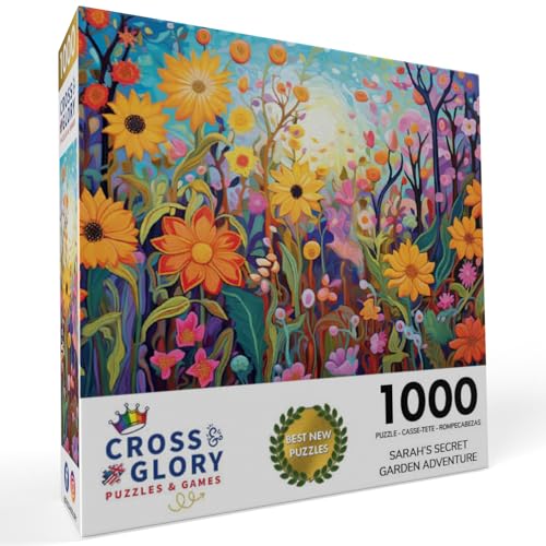 Cross & Glory Cross Glory 1000 Piece Jigsaw Puzzle for Adults Sarahs Secret Garden Adventure Flower Garden Theme Artistic Challenge 20x27 Inches Flower Puzzle - Image 5