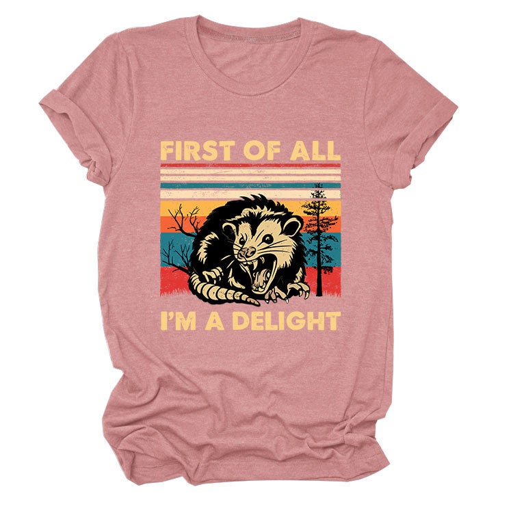 Fun Round Neck Short Sleeve First Of All I'M A Delight Summer Comfortable T-Shirt - Image 1