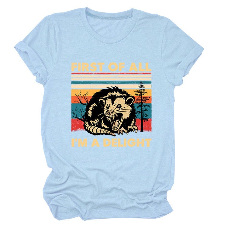 Fun Round Neck Short Sleeve First Of All I'M A Delight Summer Comfortable T-Shirt - Image 5