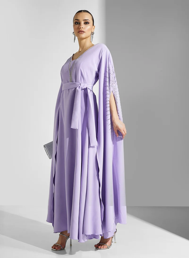 hayas closet Cape Sleeve Belted  Moroccan Dress