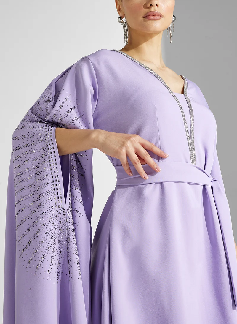hayas closet Cape Sleeve Belted  Moroccan Dress