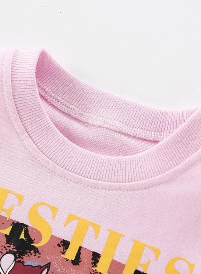 YUNIQEE Peach Printed Long Sleeve Crew Neck T-Shirt