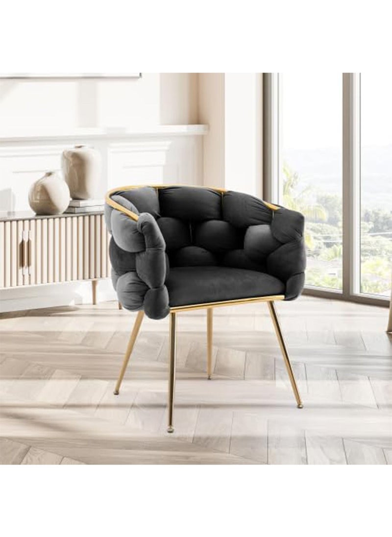 GT-Wheel - Luxury Handmade Accent Chair Modern Velvet Armchair with Gold Metal Legs and Elegant Tufted Back - Image 1