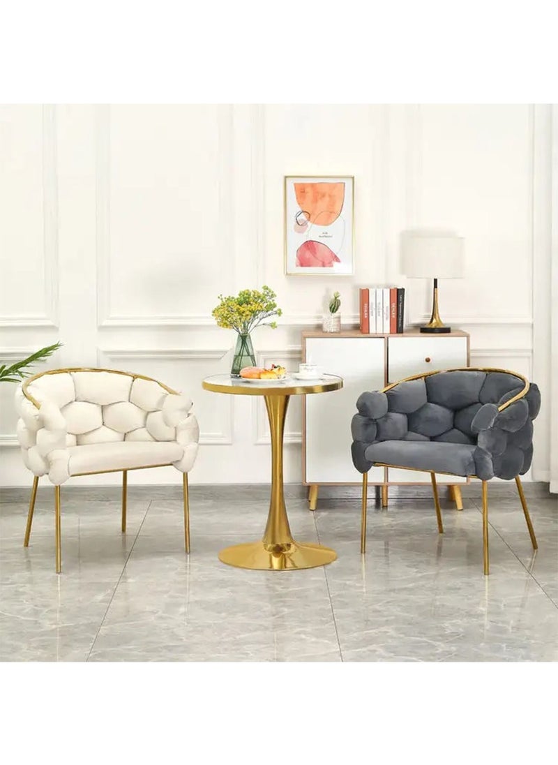 GT-Wheel - Luxury Handmade Accent Chair Modern Velvet Armchair with Gold Metal Legs and Elegant Tufted Back - Image 1