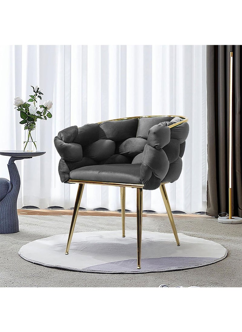 GT-Wheel - Luxury Handmade Accent Chair Modern Velvet Armchair with Gold Metal Legs and Elegant Tufted Back - Image 1
